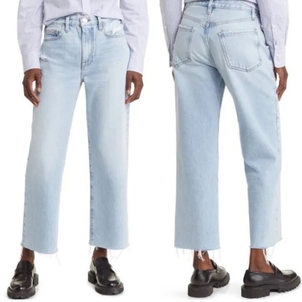 Frame Jeans Women’s 28 Light Wash Le Jane Crop Distressed Raw Hem LIKE NEW